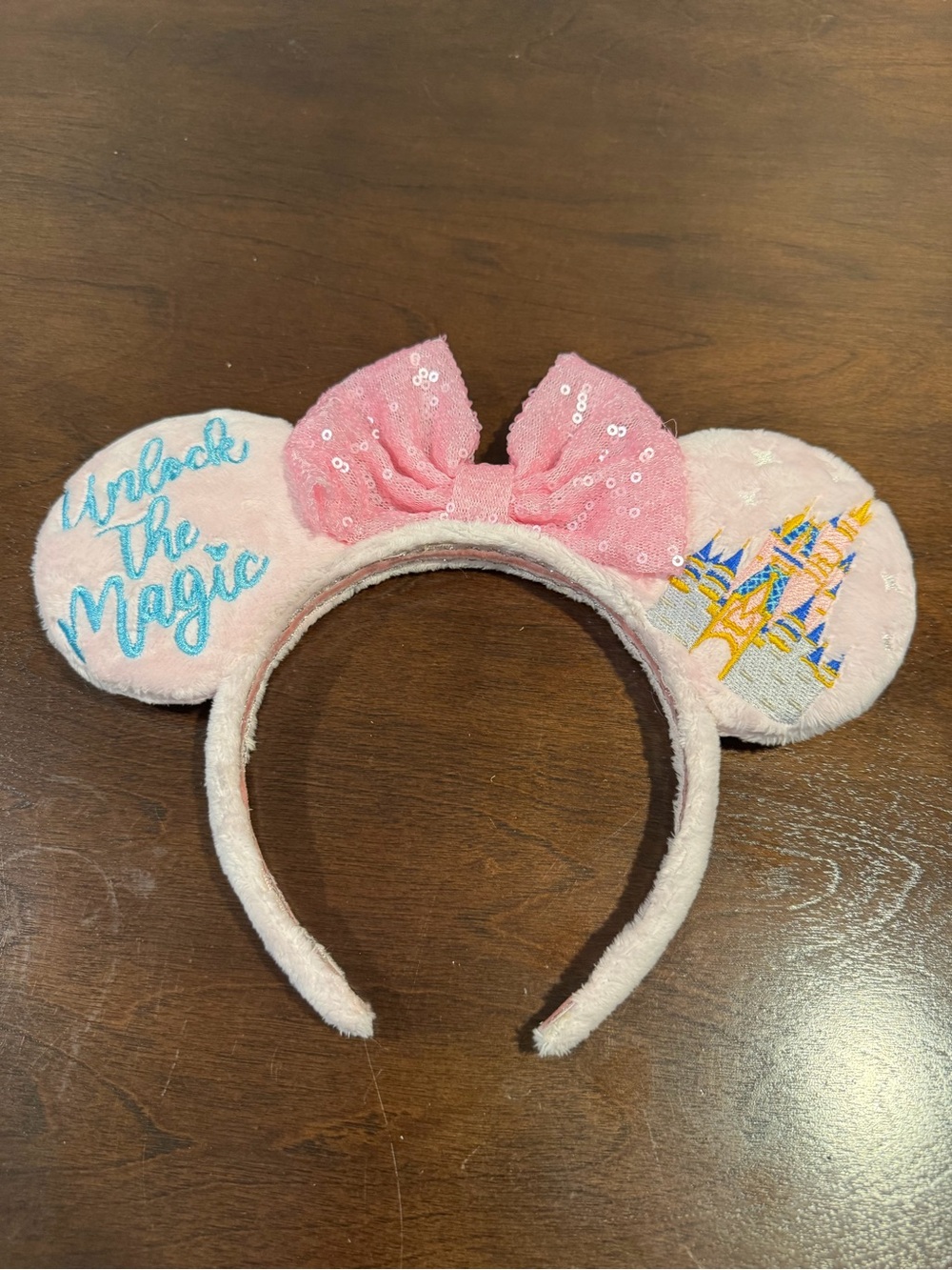 Pink 'Unlock the Magic' Minnie Ears with Sequin Bow